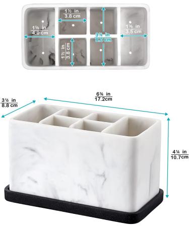 ZCCZ Create Toothbrush Holder & Bathroom Organizer Caddy - Marble Look for Toothbrushes Toothpaste Floss Razor & Make-Up Brushes - Buy Online on GoSupps.com
