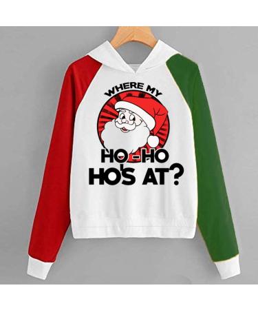 Bigfanshu Womans Fall Clothes Fashion Christmas Sweater Print Hooded Round Collar Long Sleeves Tops - Buy Online on GoSupps.com