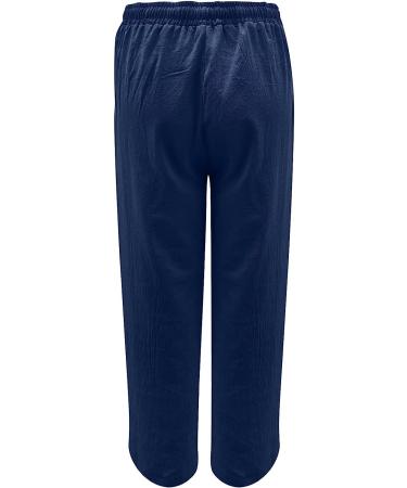 Apendorf Women's Linen Wide Leg Pants - Summer Casual Bottoms with Pockets | Navy, 3X-Large - Buy Online on GoSupps.com
