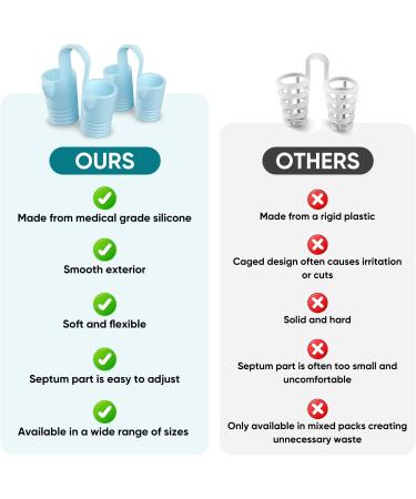 8Pcs Reusable Nose Vents Nasal Dilators - Anti Snoring Device for Better Breathing & Sleep | Soft Silicone Snoring Solution - 4 Size Options - Buy Online on GoSupps.com