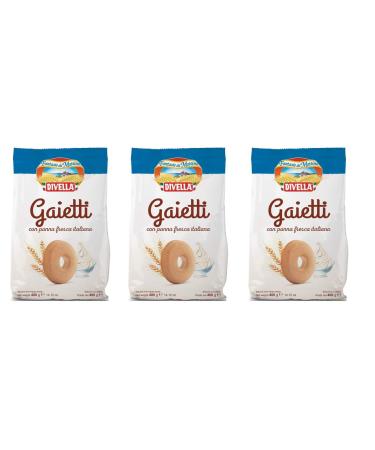 Divella Divella Gaietti con Panna Fresca Shortbread Biscuits with Fresh Italian Cream 400 g (Pack of 3)
