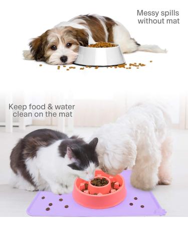 Toplory Waterproof Non-Slip Silicone Feeding Mat for Dogs & Cats - 47x30cm Purple Bowl Pad - Buy Online on GoSupps.com