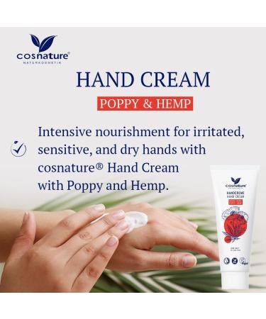 Cosnature Hand Cream Poppy & Hemp The Moisturising Hand Cream from Cosnature with Poppy Seeds and Hemp is an oasis of care for your hands - Buy Online on GoSupps.com