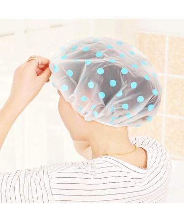 3 Pcs Waterproof Elastic Band Bath Caps with Ruffled Edge for Girls and Women - Dots Design - Buy Online on GoSupps.com