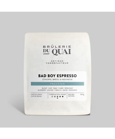 Bad Boy Espresso Coffee - Medium Roast - Espresso Blend - Whole Beans - 340g - Br lerie du Quai and Design Bad Boy Espresso - Medium Roast 340 g (Pack of 1)