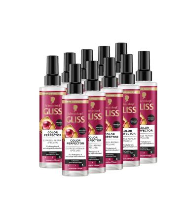 Gliss Kur Gliss Express Colour Perfector Repair Conditioner (10 x 200 ml) for Dyed Highlighted or Coloured Hair Heat Protection Up to 230 C