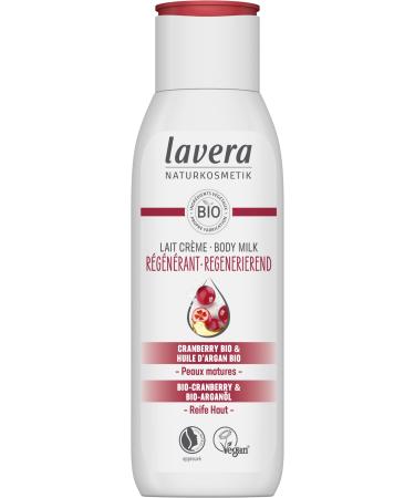 lavera Regenerating Cream Milk - Natural Cosmetics - Vegan - Organic Cranberry & Organic Argan Oil - Certified - 200 ml, 1 Unit (Pack of 1)
