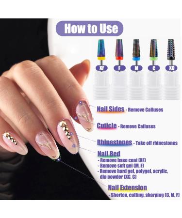 Yakamoz 5Pcs Carbide Nail Drill Bits Set Professional E-File Bits for Acrylic Nails & Gel Polish 3/32 Inch Shank 2 Way Rotate - Buy Online on GoSupps.com