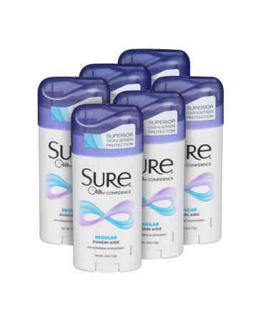 SURE Antiperspirant Deodorant Solid Regular 2.6 oz. (6 Pack)