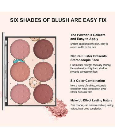 KAYNEST 6 Colors Matte Blush Palette with Marble Makeup Brush - Rose Pink Light-Luxury Contour & Highlight Face Palette (#B) - Buy Online on GoSupps.com