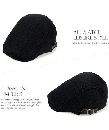 Sumolux Men's Black Winter Newsboy Cap | Stylish Beret Hat for Men | Cabbie Flat Cap - Buy Online on GoSupps.com