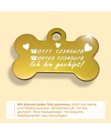 Personalized Bone-Shaped Pendants for Small & Medium Dogs & Cats | Ibera Gifts - Custom Engraved Dog Collar Accessories in Gold & Heart Design - Buy Online on GoSupps.com