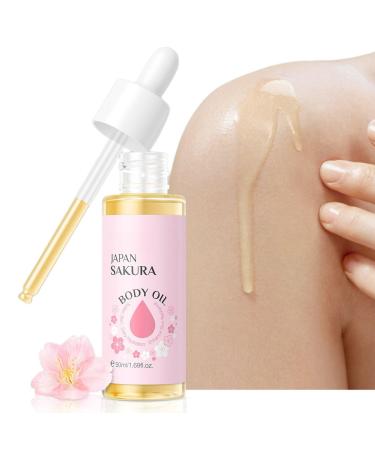 Body Oil for Dry Skin Cherry Blossom Extract Essential Oil Body Oil for Nourishing Skin Anti-Aging and Skin Elasticity Support Women Body Oil After Shower 50ML/1.69oz