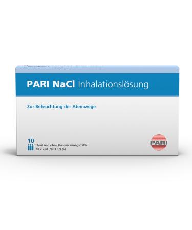 Pari saline solution for inhaling for infants children and adults - 10 ampoules 5ml NaCl 0.9% inhalation solution - sterile and without preservatives Pari NaCl inhalation solution 10 x 5.0 ml