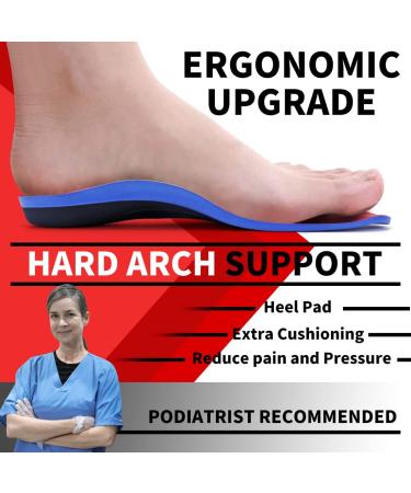Aimesole High Arch Support Insoles for Plantar Fasciitis Pain Relief - Women's 10.5-12 / Men's 8.5-10 (Blue) - Buy Online on GoSupps.com