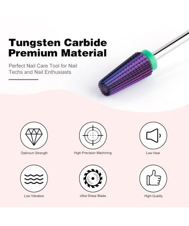 BNG 5-in-1 Electric Nail Drill Cutter - Professional Tungsten Steel Bits for Gel & Acrylic Nails | 3/32 Nail Millers for Manicure & Pedicure - Rough Purple - Buy Online on GoSupps.com