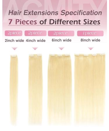 Agmity 45cm Clip-in Hair Extensions | Real Hair 7 Pieces #613 Bleaching Blonde | Invisible & Smooth - Buy Online on GoSupps.com