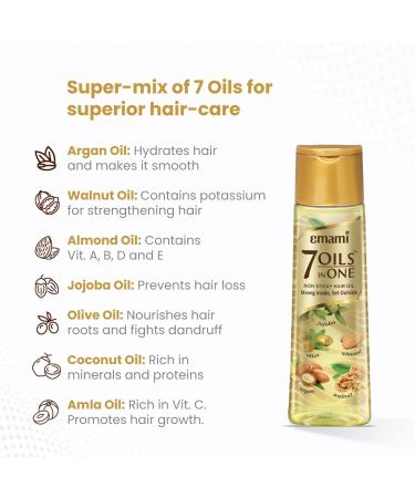 Emami 7-in-1 Hair Oil | Ayurvedic Natural Herbs for Hair Repair & Scalp Nourishment | Strong Healthy Hair | 3.38 Fl Oz/100ml - Buy Internationally - Buy Online on GoSupps.com