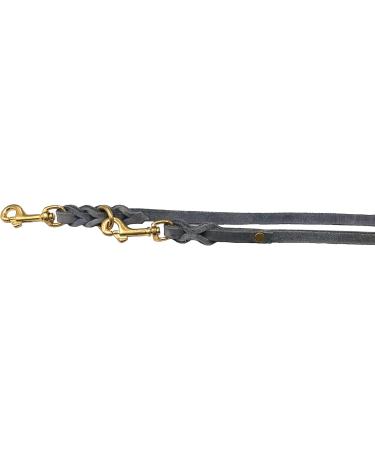 Premium Dog Liner Fat Leather & Brass - Adjustable 5m x 8mm for Small & Large Dogs - Gray - Buy Online on GoSupps.com