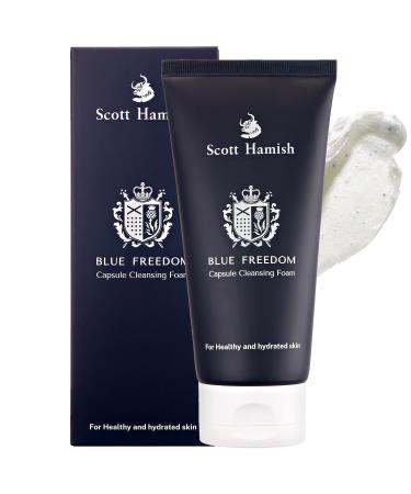 Blue Freedom Capsule Cleansing Foam - Exfoliating Face Scrub & Gentle Face Cleanser for Men - Moisturizing Face Wash with Cica for Pore Tightening Restoring Vitality 5.07 fl.oz.