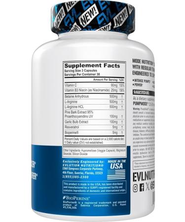 Evlution Nutrition PumpMode - Nitric Oxide Supplement - Non Stimulant Supplement with Arginine Betaine and Pine Bark for Maximum Pumps and Performance - Gluten Free Pre Workout Supplement 90 Count (Pack of 1) - Buy Online on GoSupps.com