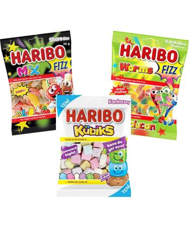 Halal Sweets Bag - Fizzy Mix Fizzy Worms Happy Cola Bottles Berries Fizzy Fries - Random Sweets Bag (2 Bags) - Buy Online on GoSupps.com