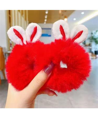 8-Piece Rabbit Ears Plush Hair Ties | Fluffy Elastic Hair Bands for Women & Girls | Perfect Christmas Hair Accessories - Buy Online on GoSupps.com