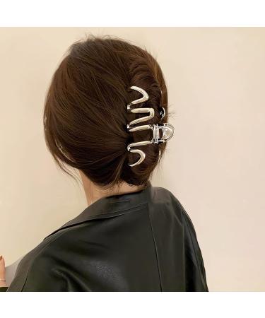 Silver Wave Irregular Metal Claw Clip - Extra Large Fashion Hair Clip for Women - Buy Online on GoSupps.com