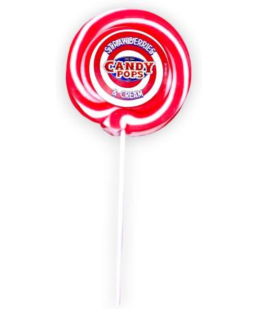 Strawberries Cream Strawberry XL Large Wheel Lollies - Swirl Lollipops - Party Favour - Sweets - Rock Candy 75g 4 Inch Diameter 9 Inch Length (X 1) - Buy Online on GoSupps.com
