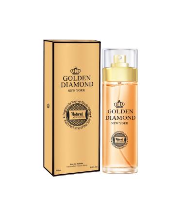 Hybrid & Company Golden Diamond Eau De Parfum Natural Spray Fresh Floral Scent 3.4 Fl Oz