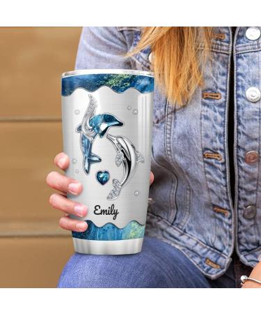 Wassmin Personalized Dolphin Tumbler Cup - Custom Name Stainless Steel Insulated Mug for Women & Girls | 20oz / 30oz - Perfect Birthday & Christmas Gift - Buy Online on GoSupps.com