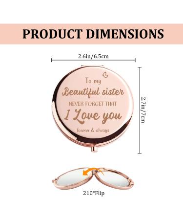 HTOTNGIFT Rose Gold Compact Mirror - Funny Mothers Day & Graduation Gifts for Sisters, Friends, Big Sisters in Law - Dorm Decor for College Girls - Buy Online on GoSupps.com