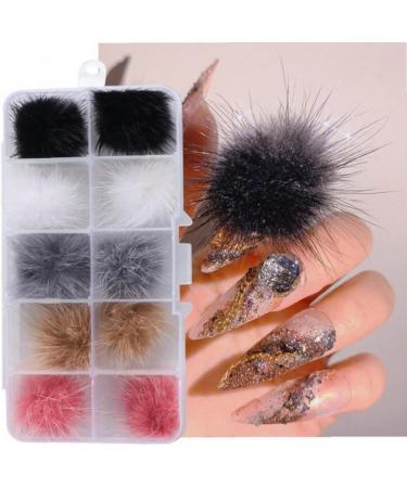 3D Nail Pompoms 10pcs Detachable Fluffy Nail Pom Balls Colorful Magnetic Plush Charm for Nail Art Decoration Style 2 - Buy Online on GoSupps.com