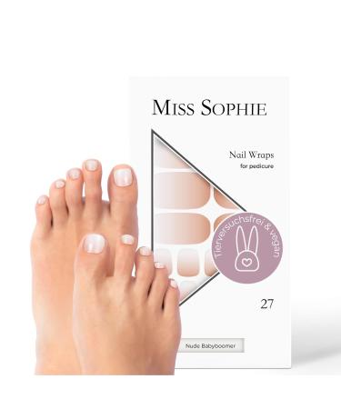 Original Miss Sophie Pedi Wraps I Nude Babyboomer Pedicure I 27 Ultra-D nne Nail polish stripes with color gradient I For toenails I sticks to natural and painted acrylic gel & shellac nails