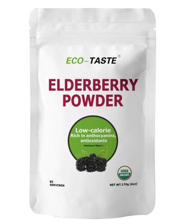 ECO-TASTE Elderberry Juice Powder, Supports Healthy Immune System, Non GMO and Vegan Friendly, 170g 6 Ounce (Pack of 1)