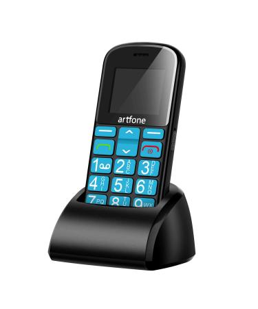 artfone Big Button Mobile Phone for Elderly Easy to Use Unlocked Senior Mobile Phone SIM Free Unlocked Senior Mobile Phone With SOS Emergency Button 1400mAh Big Battery-Blue Blue 188