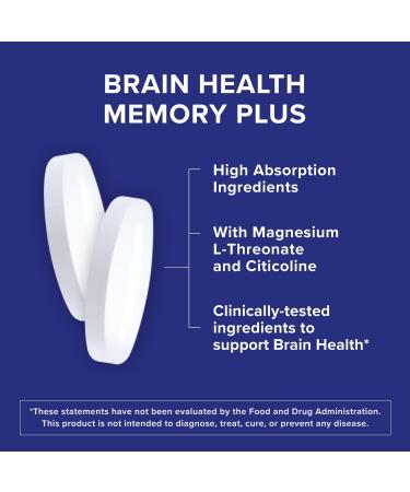 Qunol Brain Health Memory Plus Magnesium L-Threonate & Citicoline Clinically Tested Ingredients to Improve Memory Focus Attention and Productivity 60 Count (Pack of 1) - Buy Online on GoSupps.com