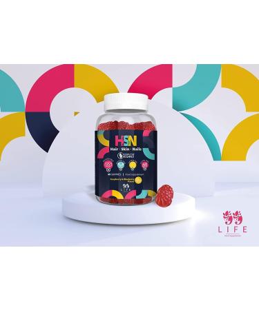 99Life | Hair Nail and Skin Gummies Without Sugars and Additives | Food Supplement with Vitamins A C D E B6 B12 Biotin Folic Acid and Zinc | 100% Vegan | 60 Gummies - Buy Online on GoSupps.com