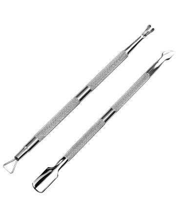 HIFAU 2PCS Premium Cuticle Pusher and Cutter, Manicure Tools Set for Fingernail and Toenail