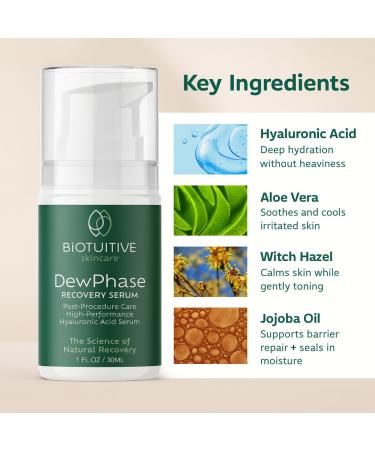 DewPhase Recovery Serum by Biotuitive Skincare High-Performance Hyaluronic Acid Face Serum Calm Hydrate & Protect Post-Treatment Sensitive & Dry Skin Care 1 oz - Buy Online on GoSupps.com