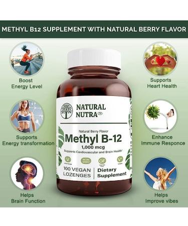 Natural Nutra Vegan Methyl B12 1000mcg Supplement for Heart Health & Energy - Gluten Free, 100 Vegan Lozenges - Buy Online on GoSupps.com