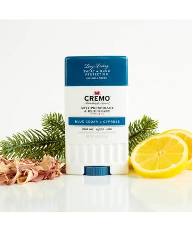 Cremo Blue Cedar & Cypress Anti-Perspirant & Deodorant 2.65 oz - Long-Lasting Protection - Buy Online on GoSupps.com