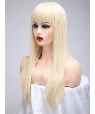 BESTUNG 24 Straight Blonde Wig with Fringe for Women - Synthetic Full Hair Natural Wig for Cosplay or Daily Wear - 24 Inch - Buy Online on GoSupps.com
