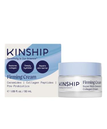 Kinship Super Rich Collagen + Ceramide Firming Cream | Anti Aging Hydrating Face Moisturizer for Sensitive Skin | Wrinkle Cream - Smooth Fine Lines | Synthetic Fragrance-Free | Derm Approved (1.7oz)