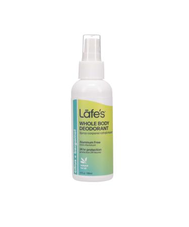 Lafe's Natural Deodorant | 4 Ounce Whole Body Non-Aerosol Deodorant Spray | Aluminum Paraben & Baking Soda Free | Citrus & Bergamot