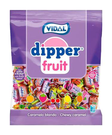 Dipper Dipper Vidal Treats Dipper Fruit Sweet Chewable Candy with Fruit Juices Fruit Flavours Pineapple Lemon Orange Strawberry and Cherry 1kg Bag