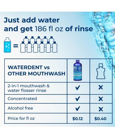 Water Dent Water Flosser Rinse Concentrate Mouthwash- Pack of 2 - 372 fl.oz - Mint Flavor - Buy Online on GoSupps.com