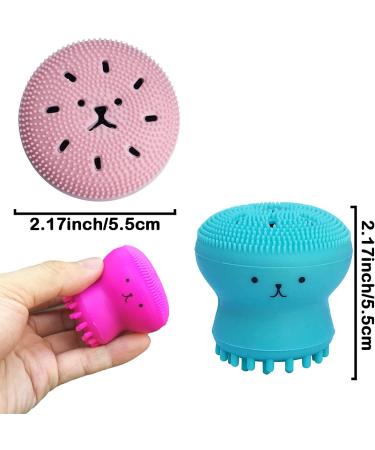 Huayingmi Silicone Facial Cleaning Brush - Small Octopus Facial Sponge Tool in Pink & Green for Effective Skin Care - Buy Online on GoSupps.com