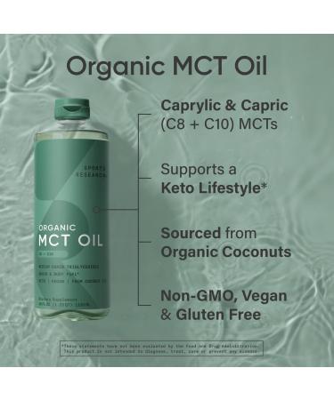 Sports Research Keto MCT Oil from Organic Coconuts - Fatty Acid Fuel for Body + Brain - Dual Ingredient C8 and C10 MCTs - Perfect in Coffee  Tea  & More - Non-GMO & Vegan - Unflavored (40 Oz) 40 Fl Oz (Pack of 1) C8 + C10 - Buy Online on GoSupps.com
