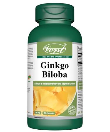 VORST Ginkgo Biloba 60mg with 50:1 Extract Ratio (3000mg Raw Extract Equivalent) 90 Capsules | Supplement for Cognitive Function Eye Health Memory Retention & Brain Concentration Boost | Powder Pills | 1 Bottle 90 count (Pack of 1)